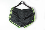 Vintage Adidas Shorts Women's 34 black green neon made in Hong Kong 80s sport athletic style