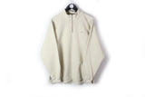 Vintage Nike Sweatshirt 1/4 Zip Medium beige 90s sport style retro jumper