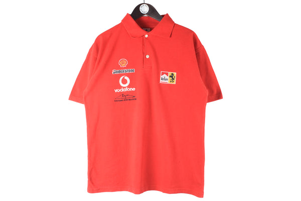 Vintage Ferrari T-Shirt XLarge red Bridgestone Vodafone Michael Schumacher red polo shirt collared oversized 90s