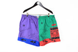 Vintage Adidas Shorts XLarge multicolor Surfing 90s retro style green purple shorts swimming 