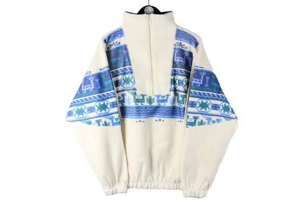Vintage Fleece Medium size half zip winter style ski outfit snow unisex pattern swetashirt