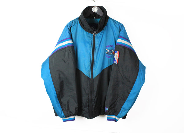 Vintage Charlotte Hornets Pro Player Jacket XLarge blue black 90s full zip retro style windbreaker