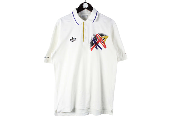 Vintage Adidas Stefan Edberg Polo T-Shirt Large size men's front logo collred sport tee short sleeve cotton retro tennis wear 90's court style