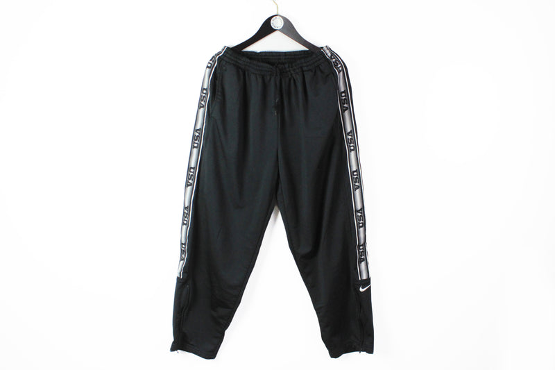 Vintage Nike Track Pants XLarge / XXLarge black 90s sport athletic trousers USA style