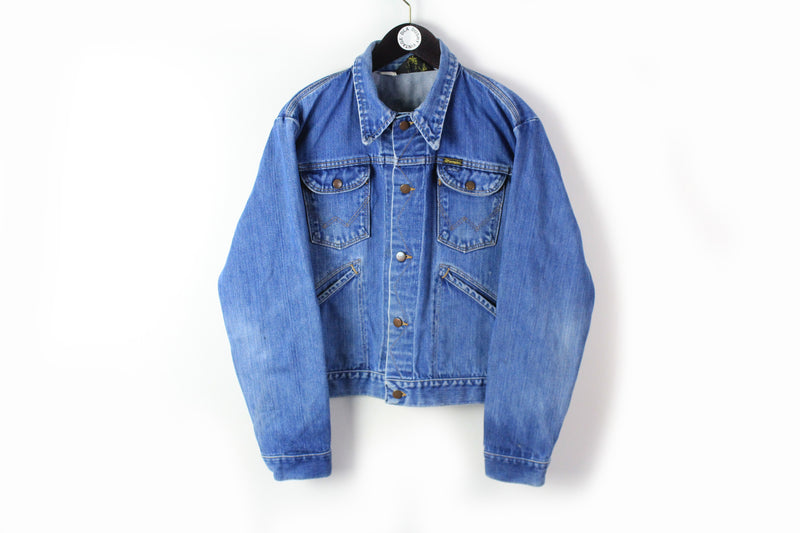 Vintage Wrangler Denim Jacket Medium / Large blue 90s retro style authentic blue jean coat