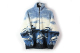 Vintage Dolphins Fleece Full Zip XLarge blue nature sea 90s winter cozy sweater