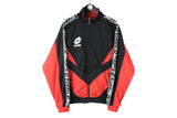 Vintage Lotto Track Jacket XLarge black red 90's full zip windbreaker sport style Italian full sleeve logo