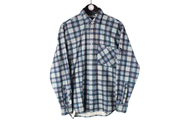 Vintage Salewa Shirt Medium plaid pattern outdoor soft 90s Polarlite cotton shirt