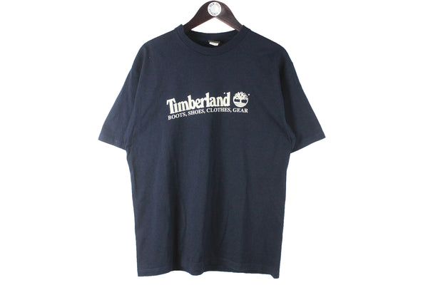 Vintage Timberland T-Shirt Medium size men's basic tee big logo navy blue top 90's streetwear short sleeve crewneck tee