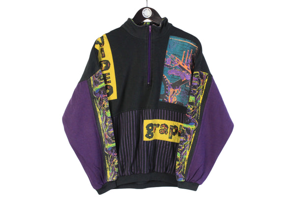Vintage Adidas Sweatshirt Small / Medium size men's Take Off pullover 1/4 zip purple multicolor big logo long sleeve sport authentic athletic 90's 80's jumper streetwearretro rare Video Graphic