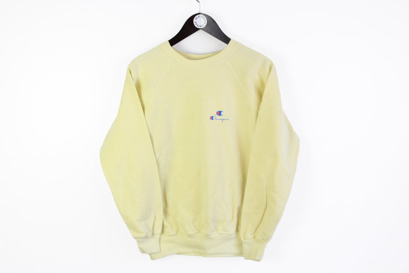 Vintage Champion Sweatshirt Small yellow small logo 90s crewneck
