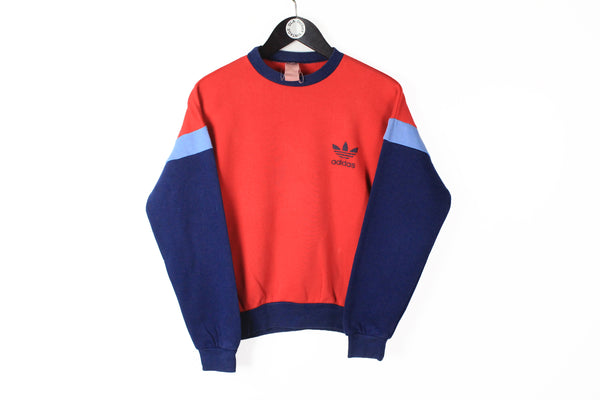 Vintage Adidas Sweatshirt Small red blue 90s sport style athletic crewneck jumper