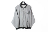 Vintage Adidas Sweatshirt Full Zip Medium gray bomber 90s cotton sport style jumper