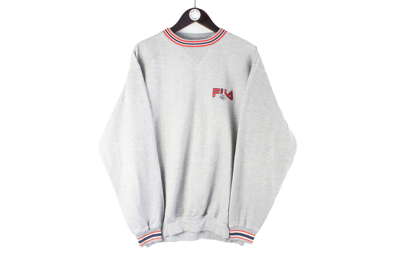 Vintage Fila Sweatshirt Large gray small logo 90s retro crewneck sport jumper Italia pullover