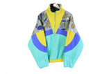 Vintage Fleece Half Zip Large Marcel Clair 90s ski style sweater winter sport jumper multicolor