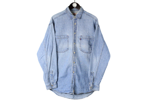 Vintage Levi's Denim Shirt Large jean 90s long sleeve retro style collared 