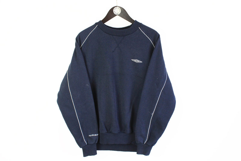 Vintage Umbro Sweatshirt Medium navy blue small logo 90s crewneck