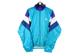 Vintage Adidas Track Jacket Large size men's blue bright retro rare full zip windbreaker 90's 80's style sport authentic athletic clothing