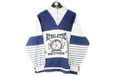 Vintage USA Baseball Sweatshirt 1/4 Zip Medium gray blue 90s retro Athletic Section Homerun Baseball jumper