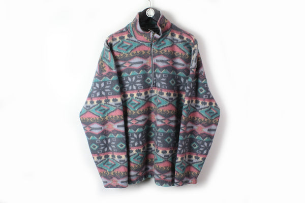 Vintage Fleece 1/4 Zip XLarge multicolor 90s winter ski sweater