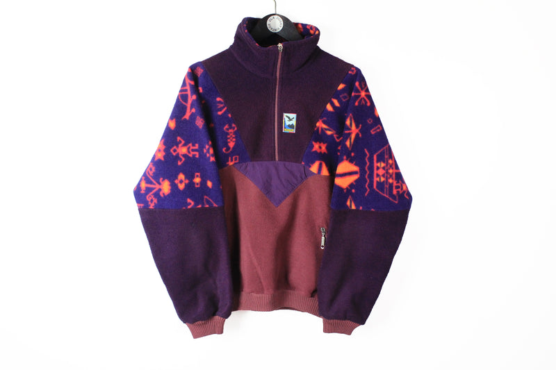 Vintage Salewa Fleece Half Zip Medium purple 90s abstract pattern outdoor sweater