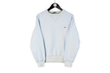 Vintage Nike Sweatshirt Small size men's unisex light blue pullover retro rare crewneck 90's 80's style authentic athletic basic sport jumper cotton streetstyle outfit small front logo swoosh USA hip hop hipster