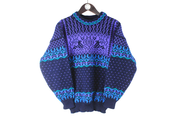 Vintage Dale of Norway Sweater Medium blue 90s retro purple pullover authentic crewneck jumper Scandinavian outfit