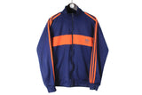 Vintage Adidas Track Jacket Medium / Large blue orange classic 3 stripes full zip sport windbreaker