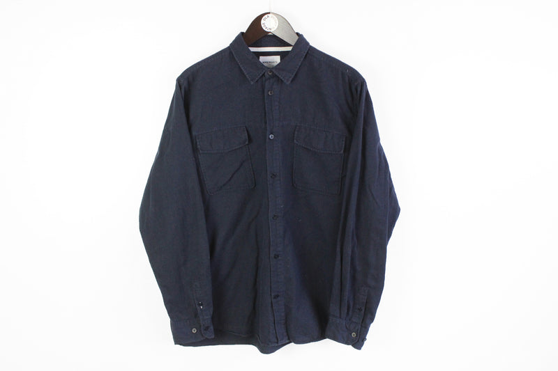 Norse Projects Shirt Large navy blue cotton authentic minimalistic style oxford shirt