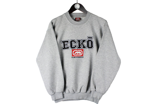 Vintage ECKO UNLTD Sweatshirt Small gray big logo hip hop 90s retro style crewneck authentic USA wear