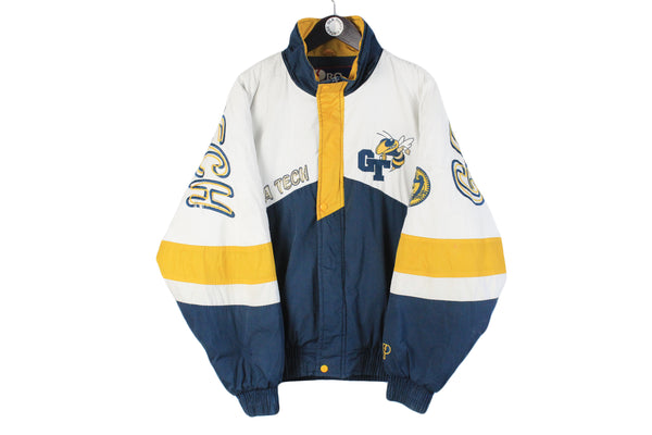 Vintage Georgia Tech Jacket Large / XLarge size men's oversize university merch big logo sport athletic team USA style rare 90's 80's puffer warm winter coat full zip multicolor streetstyle