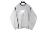 Vintage Nike Sweatshirt Medium gray  big logo 90s retro sport style jumper crewneck 00s