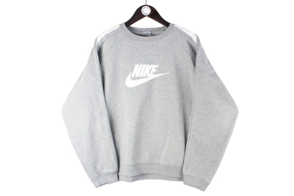 Vintage Nike Sweatshirt Medium gray  big logo 90s retro sport style jumper crewneck 00s
