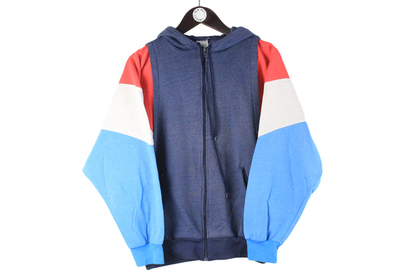 Vintage Adidas Sweatshirt Small blue full zip cardigan hooded jumper 90s sport style