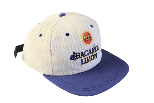 Vintage Bacardi Limon Cap white blue big logo 90s retro style hat
