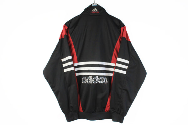 Vintage Adidas Track Jacket XLarge 90s black big logo retro style classic sport jacket