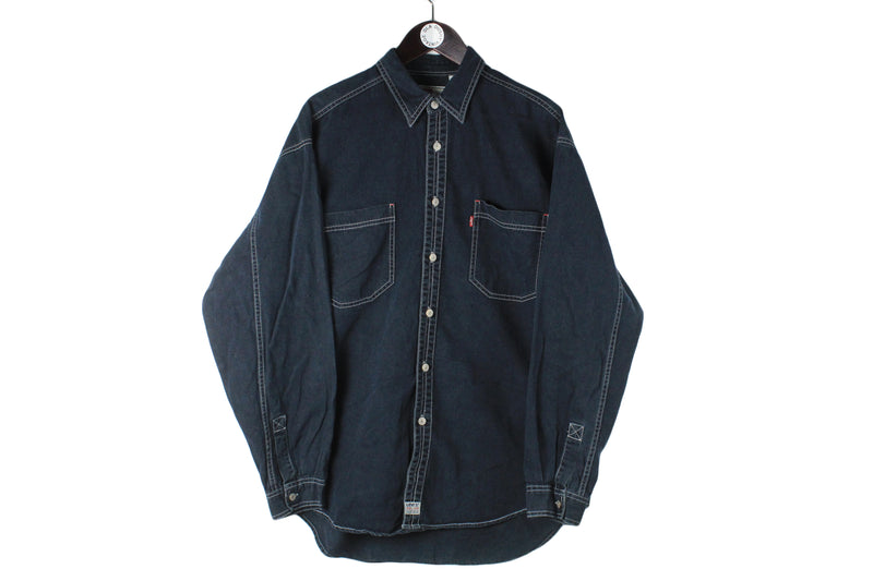 Vintage Levi's Denim Shirt XLarge blue 90s buttons retro style long sleeve shirt