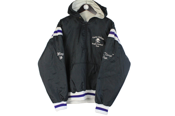 Vintage Curry College Anorak XLarge size men's jacket hooded windbreaker USA style 90's 80's athletic coat rugby football club team merch sport athletic outfit hip hop