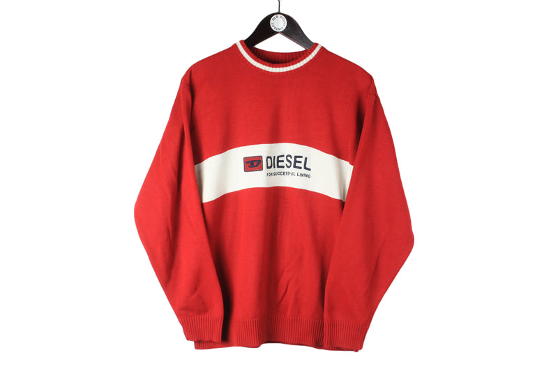 Vintage Diesel Sweater Large big logo 90s authentic crewneck winter pullover