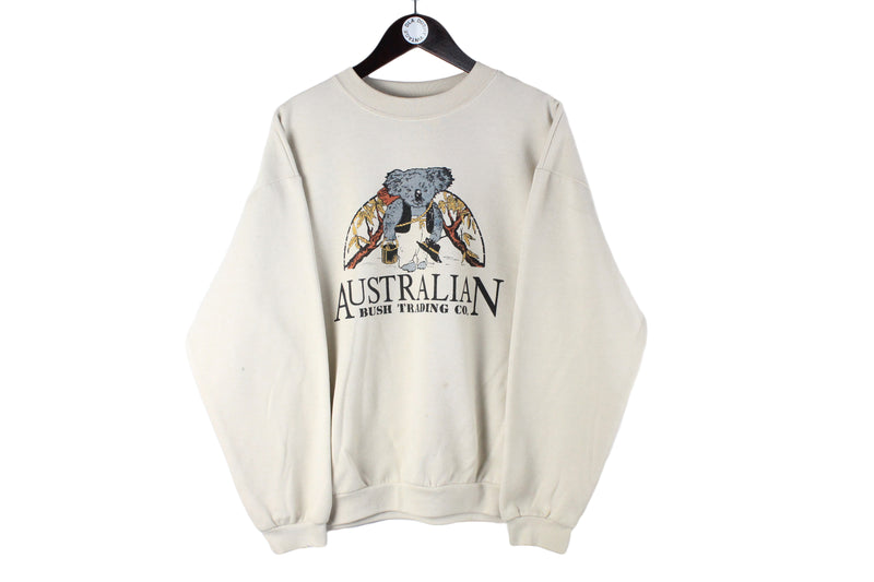 Vintage Australian Sweatshirt Large beige big logo Koala 90s retro sport crewneck jumper