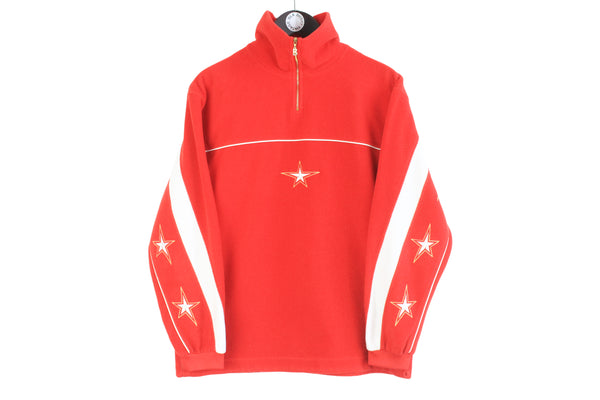Vintage Bogner Fleece Women’s Large red 1/4 zip star big logo ski sweater 90s authentic jumper