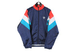 Vintage Adidas Track Jacket XLarge size men's oversize retro bright athletic windbreaker 90's 80's style navy blue full zip sport wear
