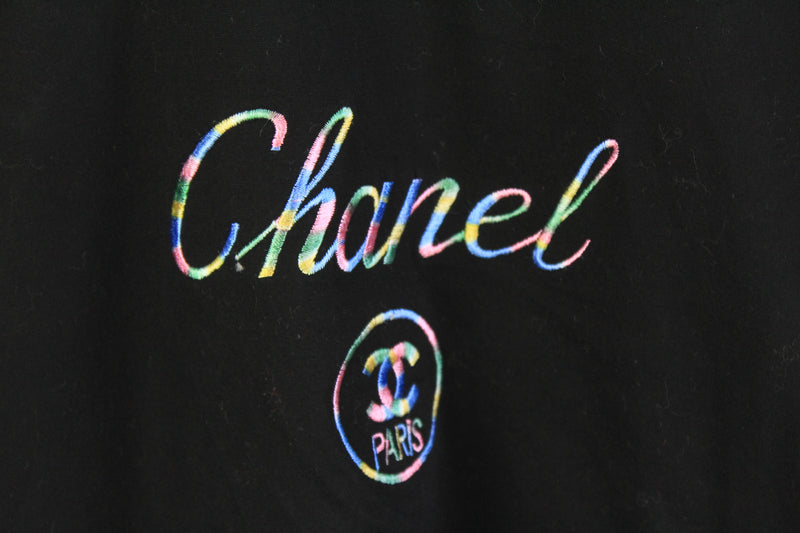 Vintage Chanel Bootleg Big Embroidery Logo T-Shirt Large