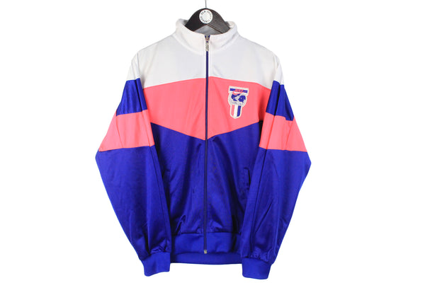 Vintage Nike Track Jacket Medium size International multicolor full zip sport windbreaker claasic training 90's 80's clothing athletic authentic USA swoosh old school International collection