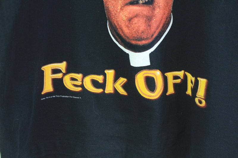 Vintage Father Ted Is Hat Trick "Feck Off!" T-Shirt XLarge