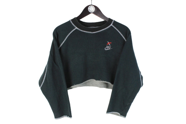 Vintage Nike Crop Top Women's Medium Oversize basic sport pullover streetstyle 90's 00's style USA wear swoosh small logo crewneck old school hip hop outfit sweatshirt