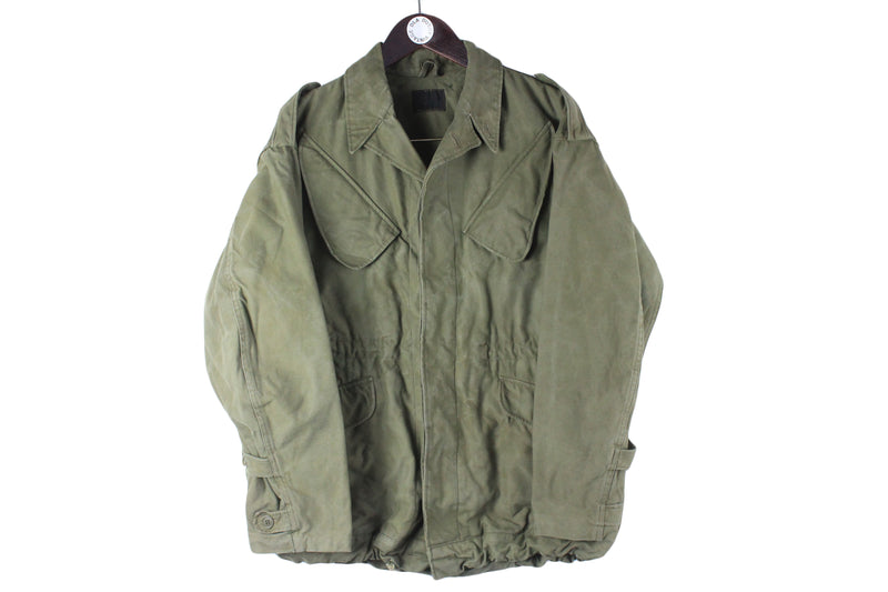 Vintage Military Jacket Medium green khaki 70s 80s retro camo army jacket French Netherlands Belgium NATO