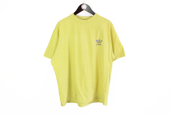Vintage Adidas T-Shirt XLarge yellow small logo 90s cotton tee