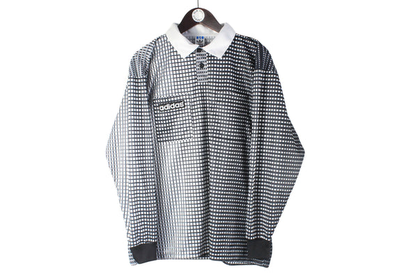 Vintage Adidas Long Sleeve T-Shirt Large gray jersey 90s retro collared sweatshirt polyester light wear summer shirt