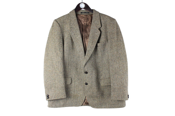 Vintage Harris Tweed Blazer XLarge wool jacket 90s retro style oversize classic style university tweed jacket